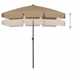 vidaXL Beach Parasol Outdoor Umbrella Sun Shelter Patio Canopy Sunshade Taupe - Additional view 4