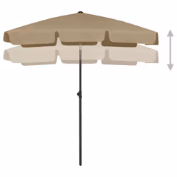 vidaXL Beach Parasol Outdoor Umbrella Sun Shelter Patio Canopy Sunshade Taupe - Additional view 9