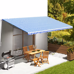 vidaXL Replacement Fabric for Awning Blue and White 6x3.5 m Outdoor Canopy