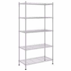 vidaXL 5-Tier Storage Shelf Workshop Garage Shelving Unit Storage Rack Holder - chrome