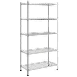 vidaXL 5-Tier Storage Shelf Workshop Garage Shelving Unit Storage Rack Holder - chrome