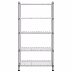 vidaXL 5-Tier Storage Shelf Workshop Garage Shelving Unit Storage Rack Holder - chrome