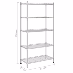vidaXL 5-Tier Storage Shelf Workshop Garage Shelving Unit Storage Rack Holder - chrome