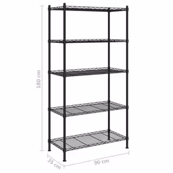 vidaXL 5-Tier Storage Shelf Workshop Garage Shelving Unit Storage Rack Holder - black