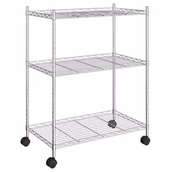vidaXL Storage Shelf with Wheels Shelving Unit Workshop Storage Rack Unit - chrome