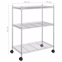 vidaXL Storage Shelf with Wheels Shelving Unit Workshop Storage Rack Unit - chrome