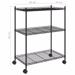 vidaXL 3-Tier Storage Shelf Shelving Unit Storage Unit with Wheels Black 150 kg - Additional view 6