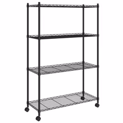 vidaXL Storage Shelf with Wheels Shelving Unit Workshop Storage Rack Unit - black