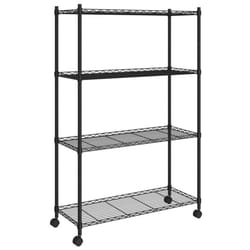 vidaXL Storage Shelf with Wheels Shelving Unit Workshop Storage Rack Unit - black
