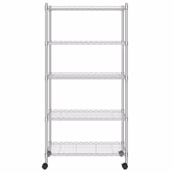 vidaXL 5-Tier Storage Shelf with Wheels Chrome 250 kg Workshop Shelving Holder
