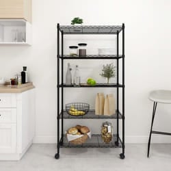 vidaXL 5-Tier Storage Shelf Shelving Unit Storage Unit with Wheels Black 250 kg