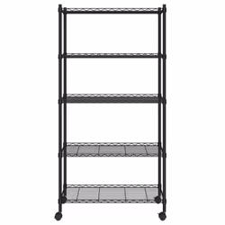 vidaXL 5-Tier Storage Shelf Shelving Unit Storage Unit with Wheels Black 250 kg