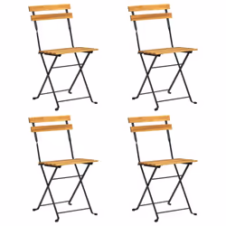 vidaXL 4x Solid Acacia Wood Folding Bistro Chair Outdoor Garden Patio Seat