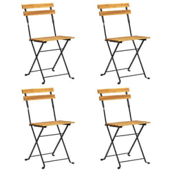 vidaXL 4x Solid Acacia Wood Folding Bistro Chair Outdoor Garden Patio Seat