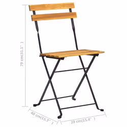 vidaXL 4x Solid Acacia Wood Folding Bistro Chair Outdoor Garden Patio Seat - Additional view 9