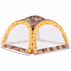 vidaXL Party Tent with LED and 4 Sidewalls Camouflage Event Camping Pavilion - Additional view 4