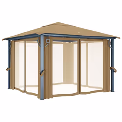 vidaXL Gazebo with Curtain Taupe Aluminium Outdoor Party Tent Patio Pavilion
