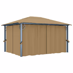 vidaXL Gazebo with Curtain Taupe Aluminium Party Tent Patio Pavilion Outdoor
