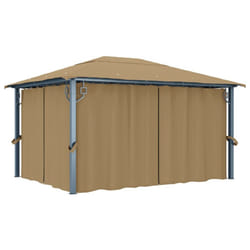 vidaXL Gazebo with Curtain Taupe Aluminium Party Tent Patio Pavilion Outdoor
