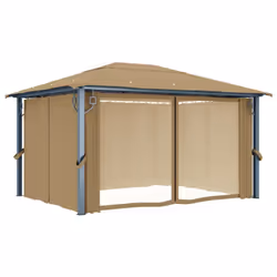 vidaXL Gazebo with Curtain Taupe Aluminium Party Tent Patio Pavilion Outdoor