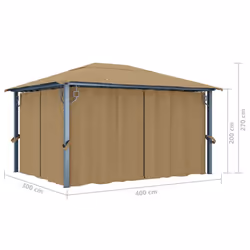 vidaXL Gazebo with Curtain Taupe Aluminium Party Tent Patio Pavilion Outdoor - Additional view 4