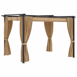 vidaXL Gazebo with Curtains Taupe Steel Garden Marquee Canopy Shelter Tent
