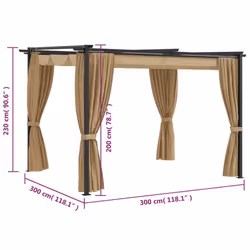 vidaXL Gazebo with Curtains Taupe Steel Garden Marquee Canopy Shelter Tent - Additional view 11