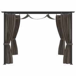 vidaXL Gazebo with Curtains Taupe Steel Garden Marquee Canopy Shelter Tent