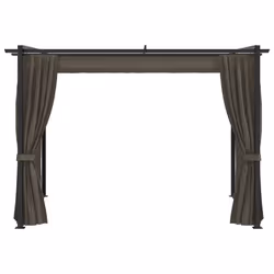 vidaXL Gazebo with Curtains Taupe Steel Garden Marquee Canopy Shelter Tent