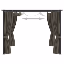 vidaXL Gazebo with Curtains Taupe Steel Garden Marquee Canopy Shelter Tent - Additional view 4