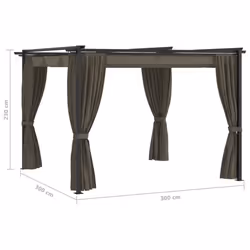 vidaXL Gazebo with Curtains Taupe Steel Garden Marquee Canopy Shelter Tent - Additional view 6