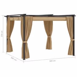 vidaXL Gazebo with Curtains Taupe Steel Garden Marquee Canopy Shelter Tent - Additional view 7