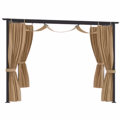 vidaXL Gazebo with Curtains Taupe Steel Garden Marquee Canopy Shelter Tent - Additional view 8