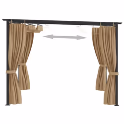 vidaXL Gazebo with Curtains Taupe Steel Garden Marquee Canopy Shelter Tent - Additional view 9