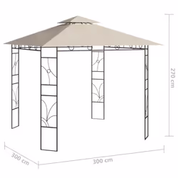 vidaXL Gazebo 3x3x2.7 m Cream 160 g/mÂ² Lawn Outdoor Living Structure Canopy - Additional view 4