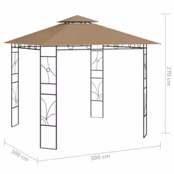 vidaXL Gazebo 3x3x2.7 m Taupe 160 g/mÂ² Lawn Outdoor Living Structure Canopy - Additional view 4