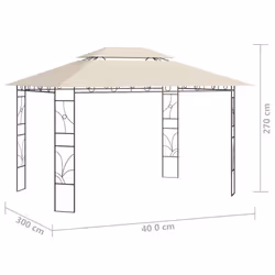 vidaXL Gazebo 4x3x2.7 m Cream 160 g/mÂ² Lawn Outdoor Living Structure Canopy - Additional view 5