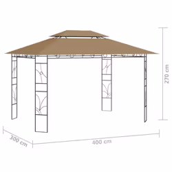 vidaXL Gazebo 4x3x2.7 m Taupe 160 g/mÂ² Lawn Outdoor Living Structure Canopy - Additional view 3