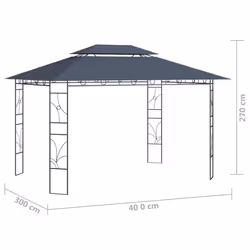 vidaXL Gazebo 4x3x2.7 m Anthracite 160 g/mÂ² Outdoor Living Structure Canopy - Additional view 5