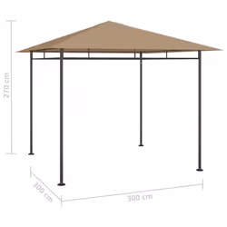 vidaXL Gazebo 3x3x2.7 m Taupe 180 g/mÂ² Lawn Outdoor Living Structure Canopy - Additional view 3
