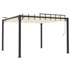 vidaXL Gazebo with Louvered Roof Cream Fabric & Aluminium Patio Pavilion Set - Additional view 4