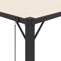 vidaXL Gazebo with Louvered Roof Cream Fabric & Aluminium Patio Pavilion Set - Additional view 6