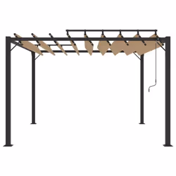 vidaXL Gazebo with Louvered Roof Taupe Fabric & Aluminium Patio Pavilion Set