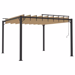 vidaXL Gazebo with Louvered Roof Taupe Fabric & Aluminium Patio Pavilion Set - Additional view 4
