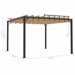 vidaXL Gazebo with Louvered Roof Taupe Fabric & Aluminium Patio Pavilion Set - Additional view 7