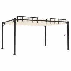 vidaXL Gazebo with Louvered Roof Cream Fabric & Aluminium Patio Pavilion Set - Additional view 4
