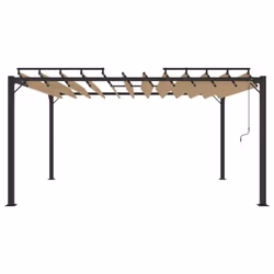 vidaXL Gazebo with Louvered Roof Taupe Fabric & Aluminium Patio Pavilion Set