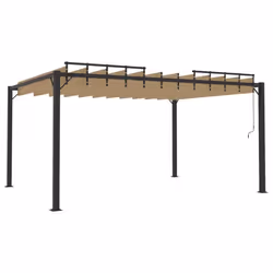 vidaXL Gazebo with Louvered Roof Taupe Fabric & Aluminium Patio Pavilion Set - Additional view 4