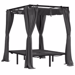 vidaXL Double Sun Lounger with Side and Top Curtains Anthracite Garden Sun Bed - Additional view 2