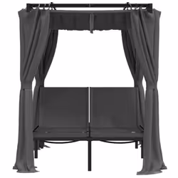 vidaXL Double Sun Lounger with Side and Top Curtains Anthracite Garden Sun Bed - Additional view 4